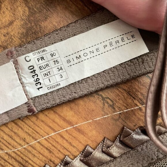 Simone Perele 34C Bra Mink Brown Satin Lace Adelaide Push Up Underwire 136340 - Picture 7 of 7